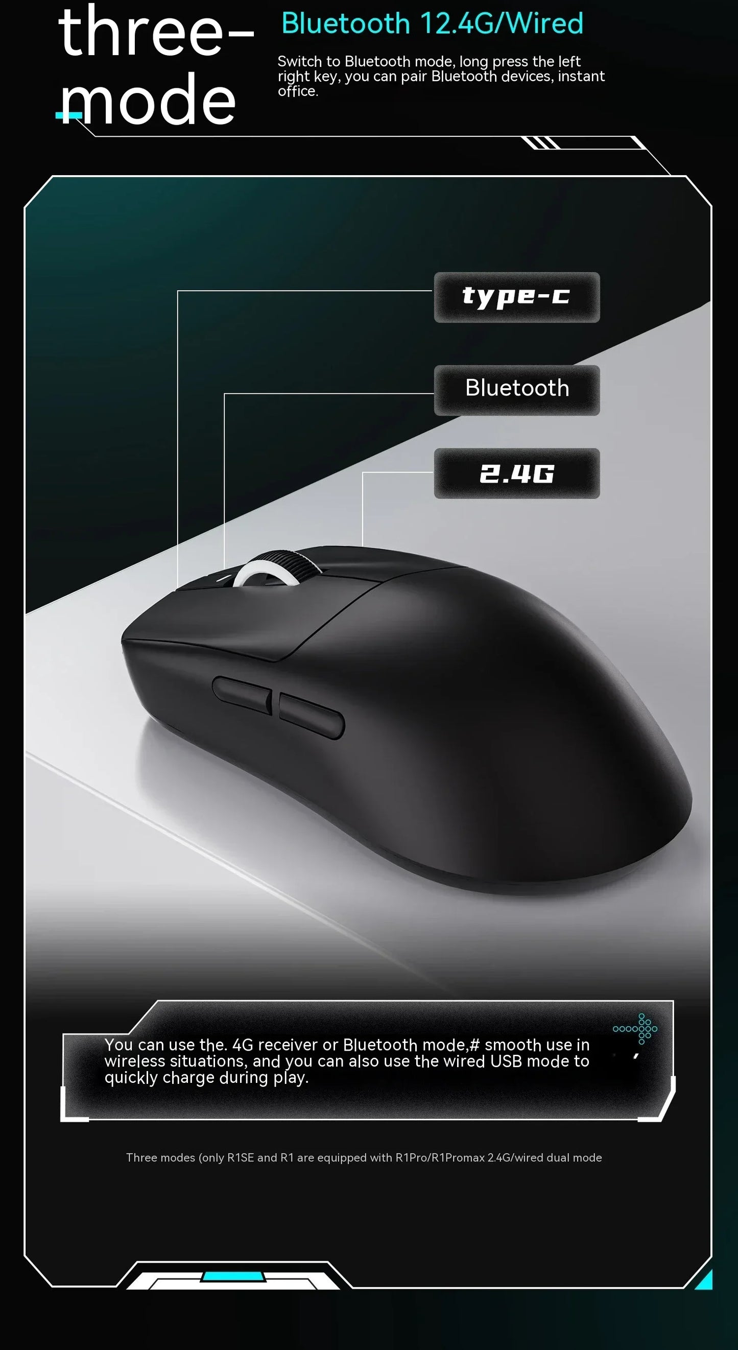 ATK Vxe Dragonfly R1 Mouse Black White R1 Se Pro Mouse 4K Receiver Lightweight Pc Wireless Bluetooth Game E-sports Accessories