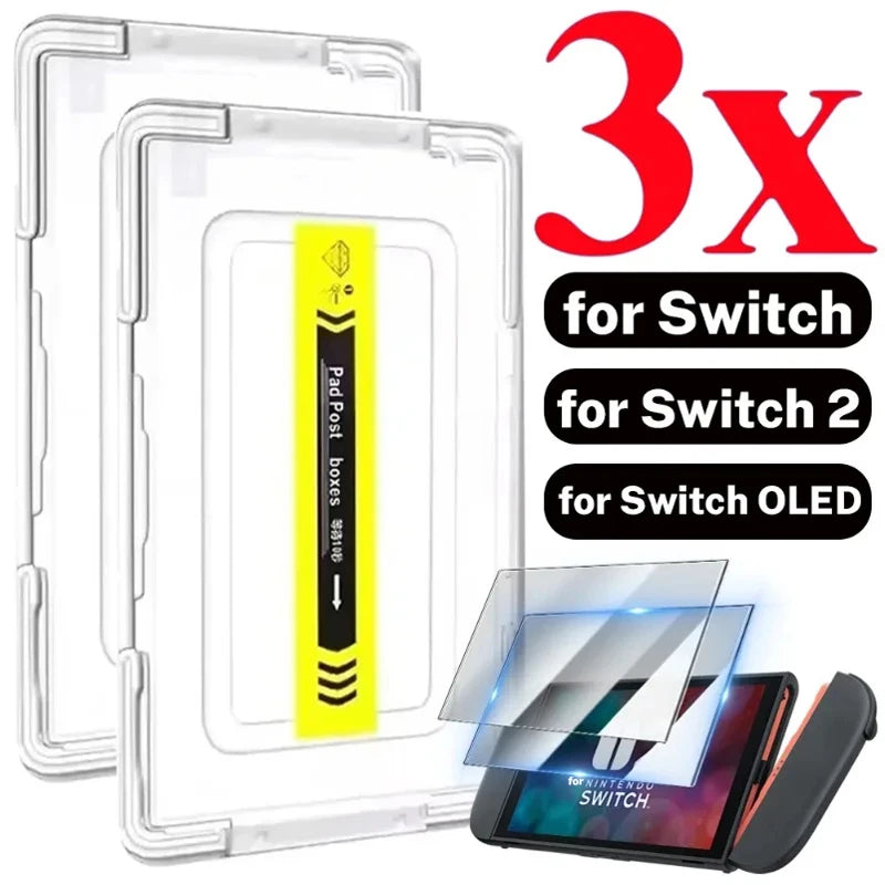 Tempered Glass Screen Protector for Switch/Switch OLED/Switch 2 Anti-scratch Tempered Film with Easy Install Kit for Switch2 NS2