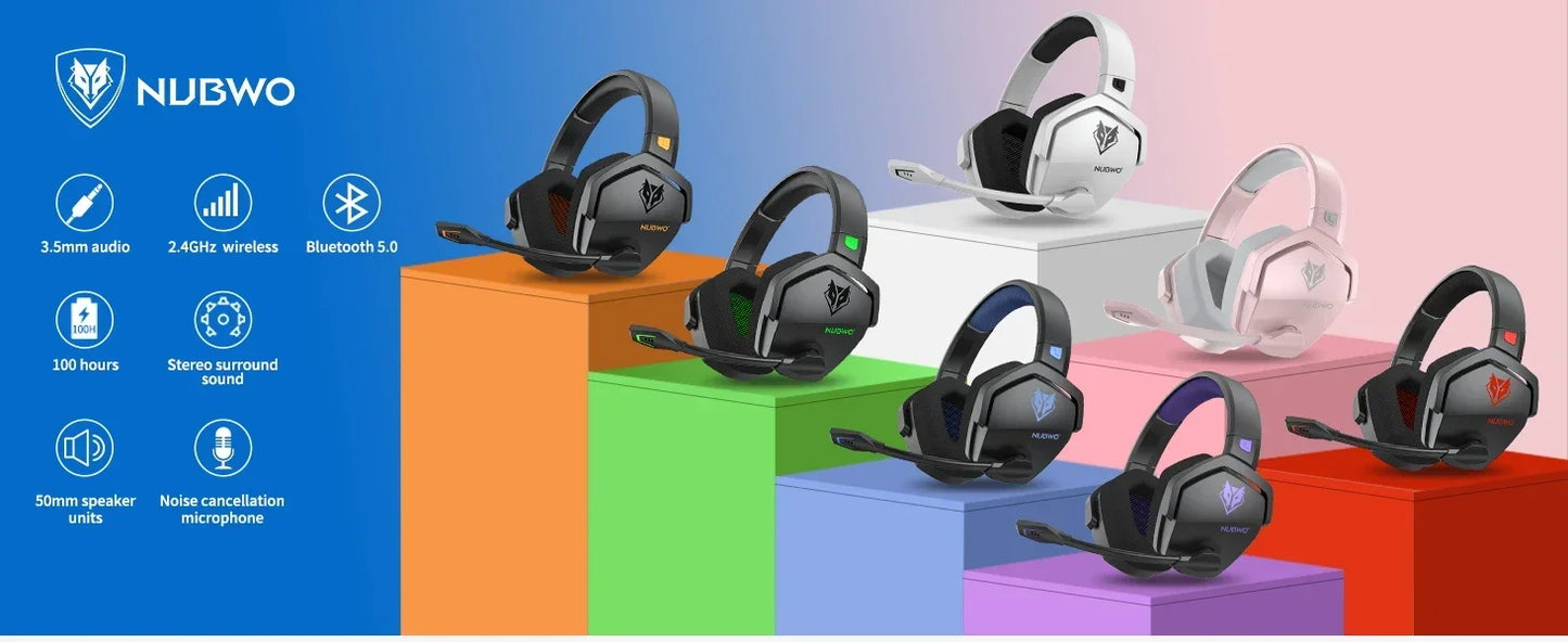 NUBWO G06 Pro Wireless Gaming Headset with Charging Station for Headset and PS5 Controller 17ms Low Latency Dynamic 50mm Drivers