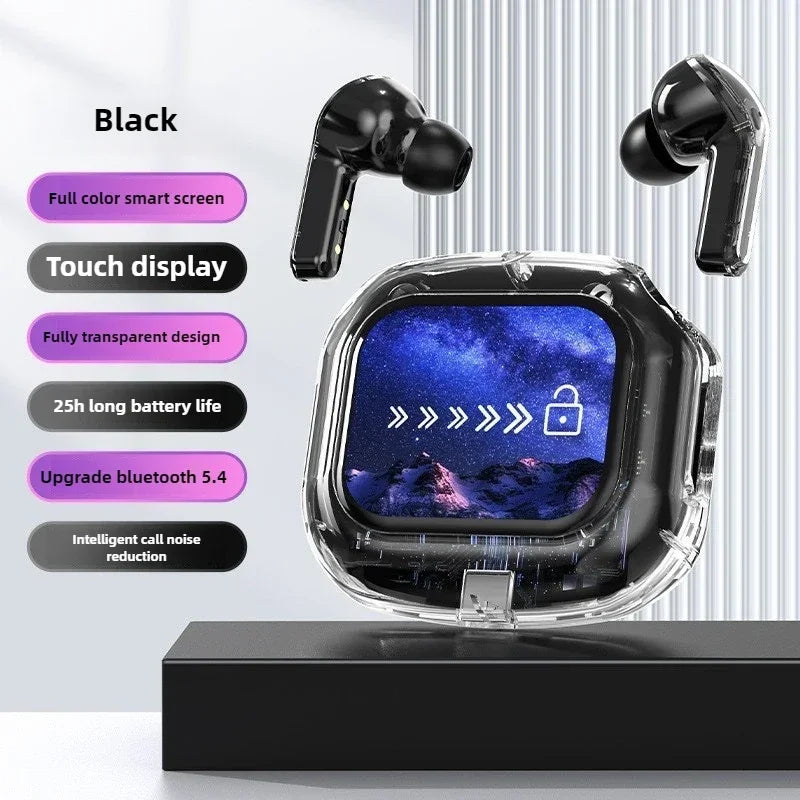 Wireless Bluetooth-compatible Earphones Intelligent Touch Color LCD Screen TWS Earbuds HIFI Noise Reduction Stereo Earphones