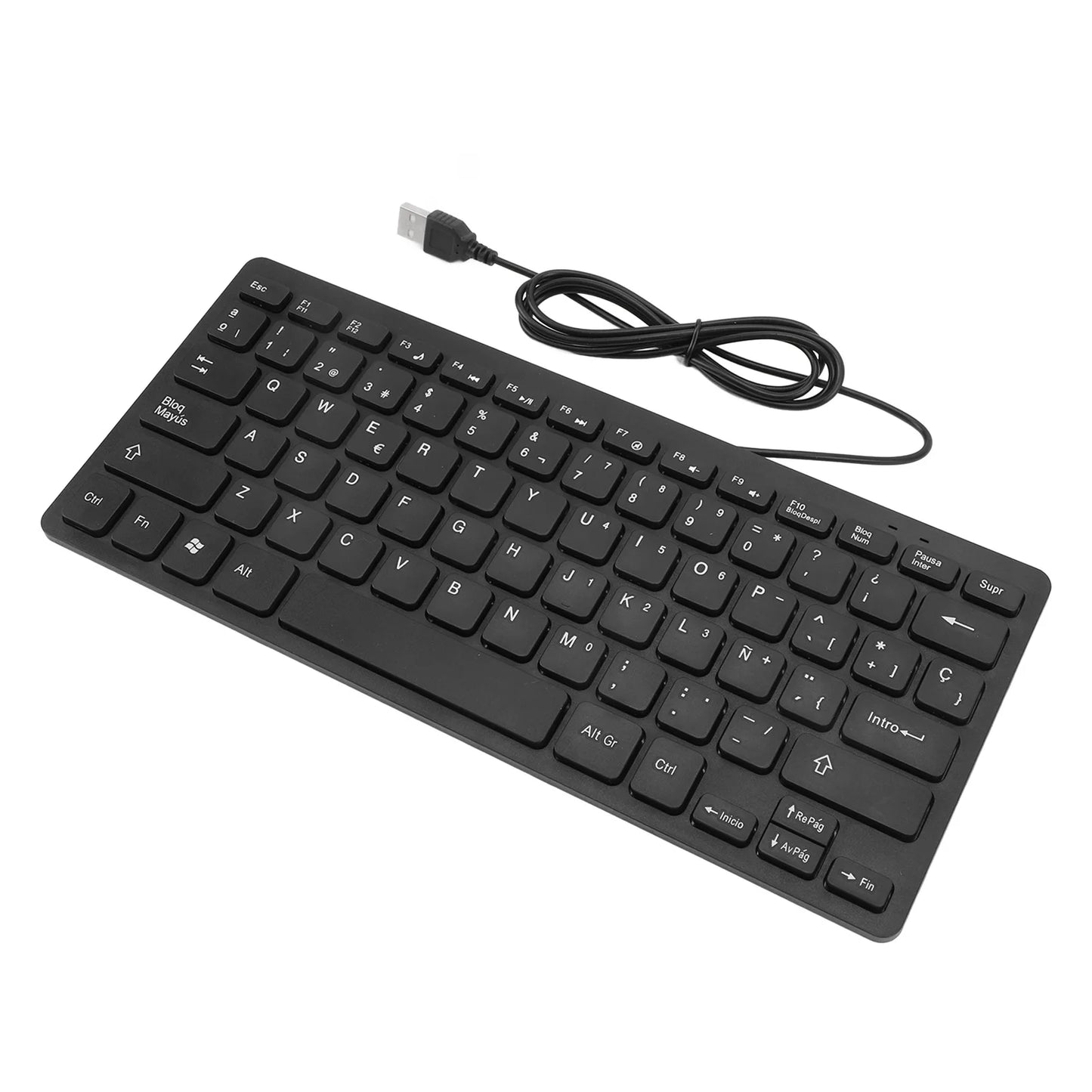 78 Keys USB Wired Keyboard Ultra Thin German French Spanish Language Keyboard Plug and Play for PC Laptops Computer