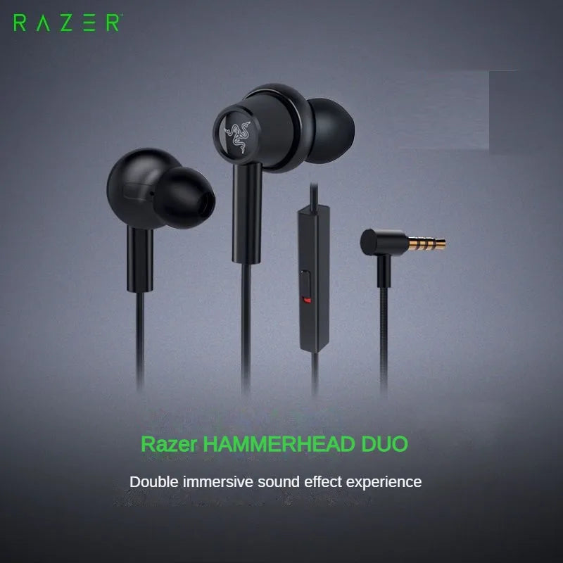 Razer HAMMERHEAD DUO Dual-core In-ear Gaming Earphones Stereo Music Sports Headset 3.5mm Wired Earbuds with Microphone Headphone