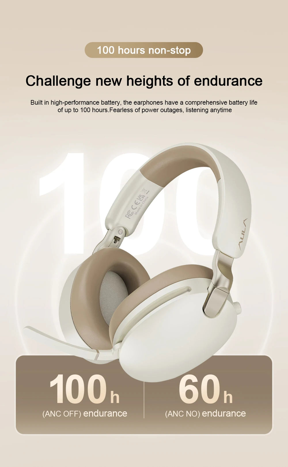AULA A500 Wireless Headphones 2.4G/Bluetooth/Wired Noise Reduction Head-mounteds Earphone 1000mAh Gaming Headset Laptop Computer