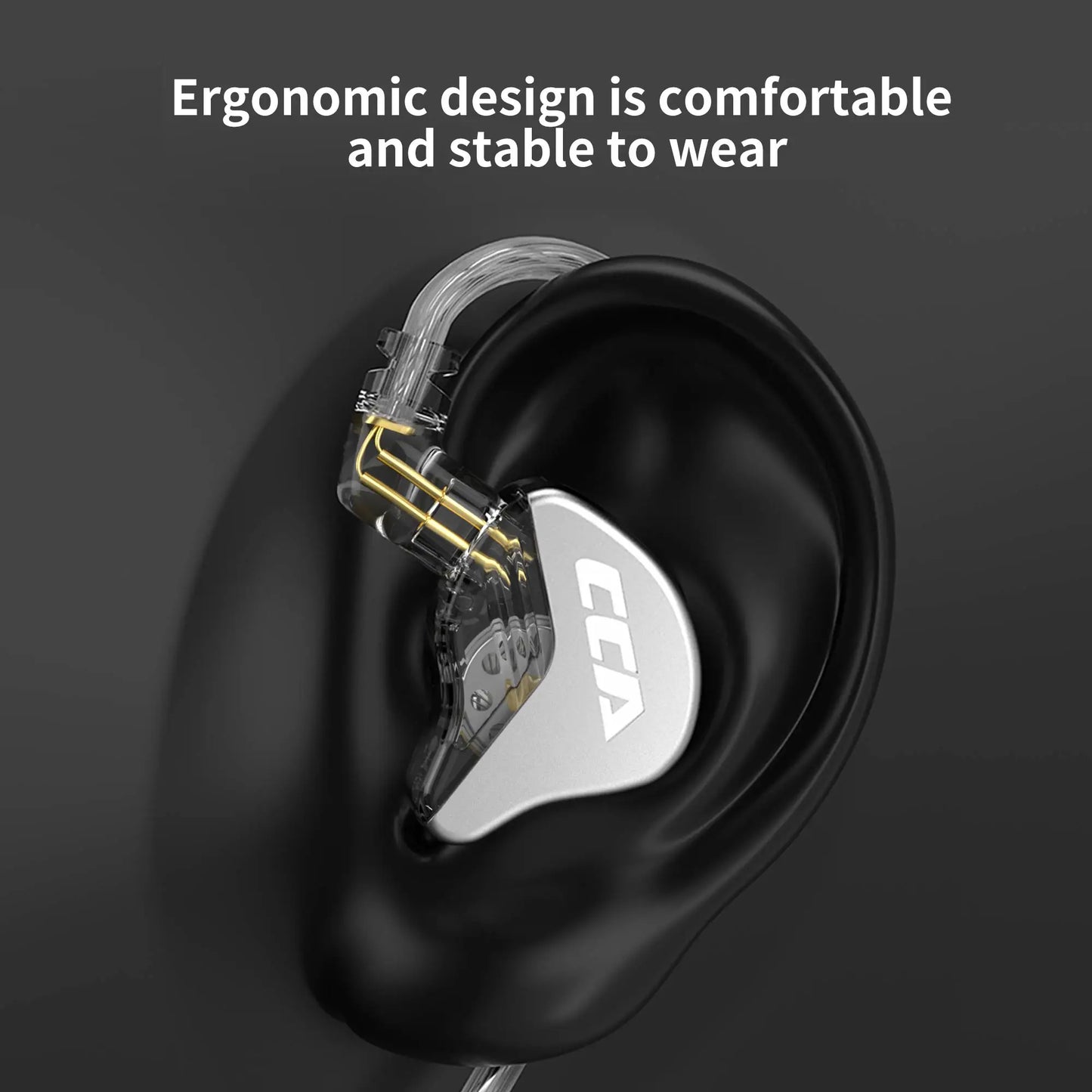 CCA CRA In Ear Headphones Ultra-Thin Diaphragm Dynamic Driver IEM Earphones Bass Wired Gaming Earbuds with Detachable Cable