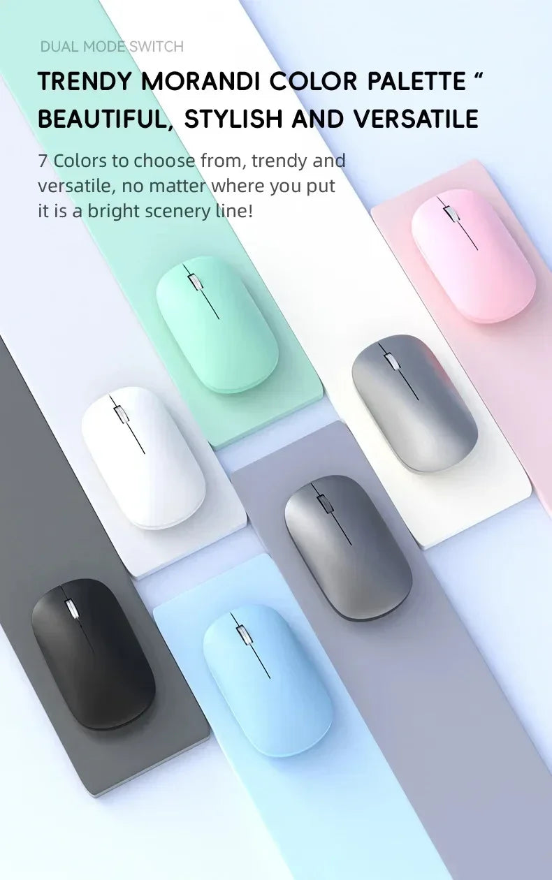 2025 NEW Bluetooth Wireless Mute Mouse Dual Mode Dpi Adjustable 2.4g Type C Rechargeable Ergonomic Portable Office Mouse