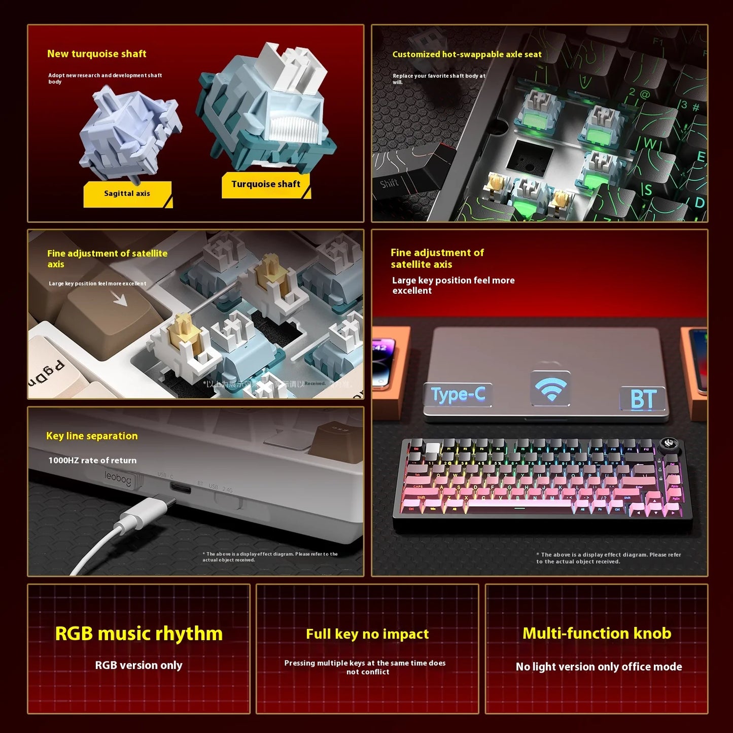 LEOBOG Hi75C 3Mode/wired Mechanical Keyboard Kit RGB Keyboard Kits Gasket Gamer Aluminum Alloy Hot Swap Custom Gaming Keyboards