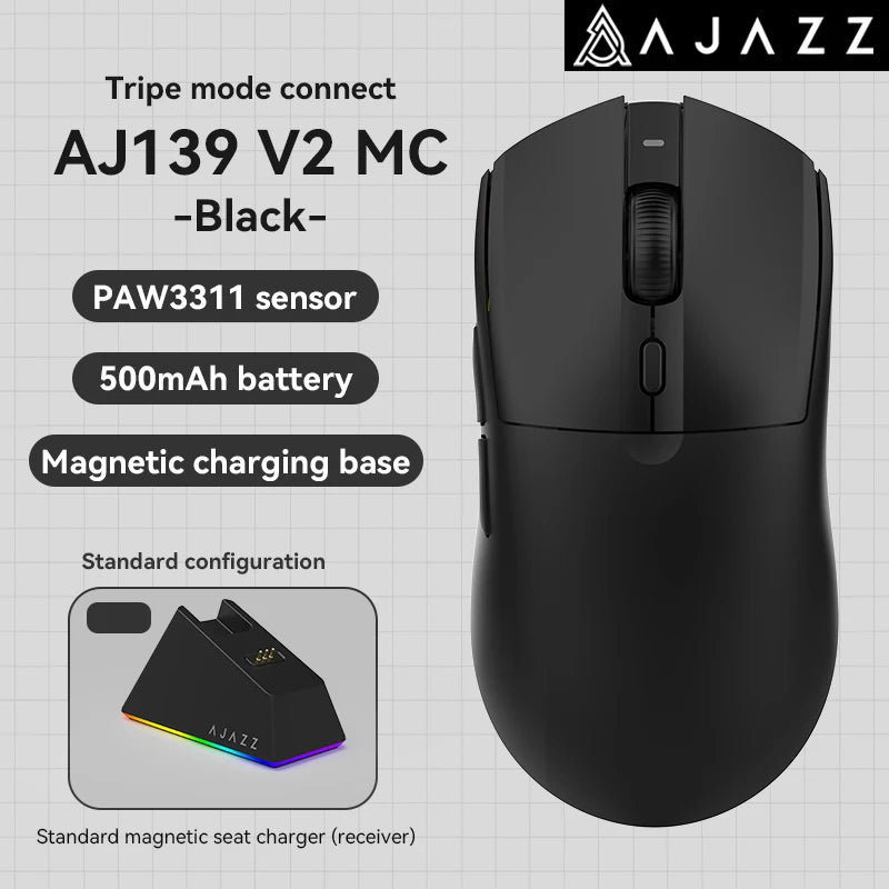 AJAZZ AJ139Pro/AJ139V2MC Wireless Mouse PMW3395/PAW3311 Gaming Chipset 12000-26000dpi Professional Gaming Mouse for PC