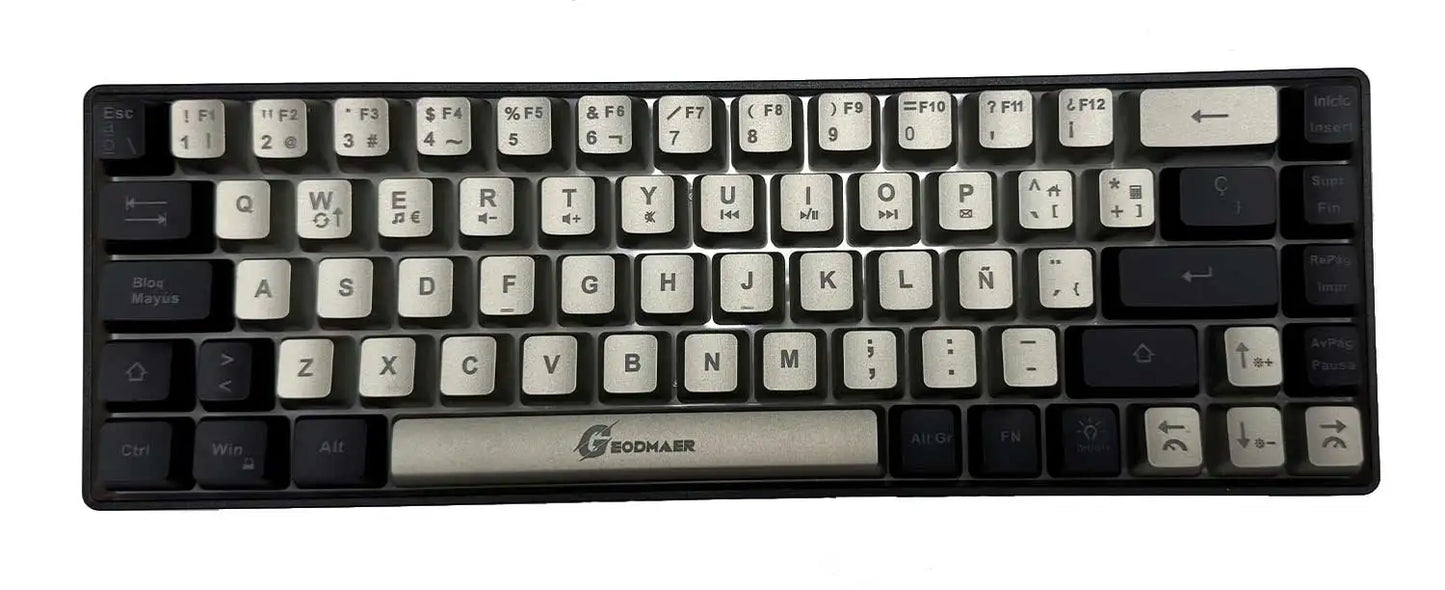 GEODMAER Wireless Gaming Keyboard Rechargeable Backlit Gaming Keyboard 68 Keys Membrane Keyboard for PC English/Spanish Layout