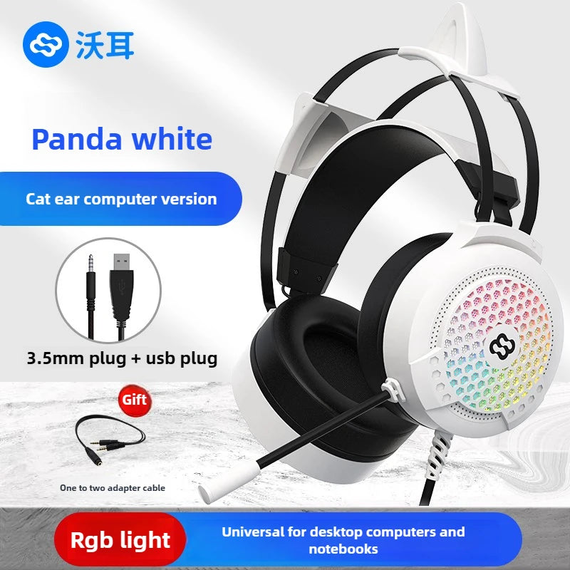 Wauer E21 Gaming Headset 7.1 Stereo SVirtual Surround Bass Earphone Headphone with Mic LED Light for Computer PC Gamer Foldable
