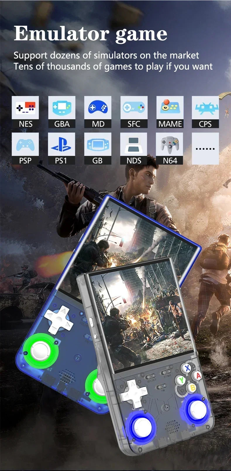 R36 ULTRA 4" IPS Handheld Console – Android , 15000+ Retro Games, 64G/128G, HDMI Output ﻿
