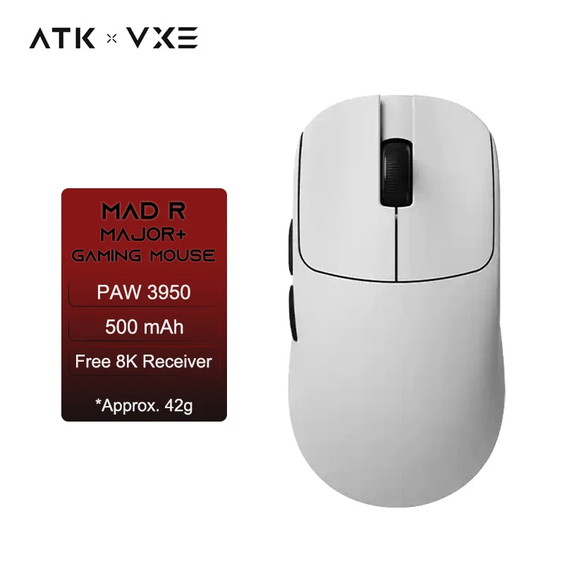 ATK VXE MAD R/R MAJOR  Ultra-lightweight E-sports Gaming Mouse Wireless Dual-Mode PAW3395/3950 Ergonomic Mice Standard 8K
