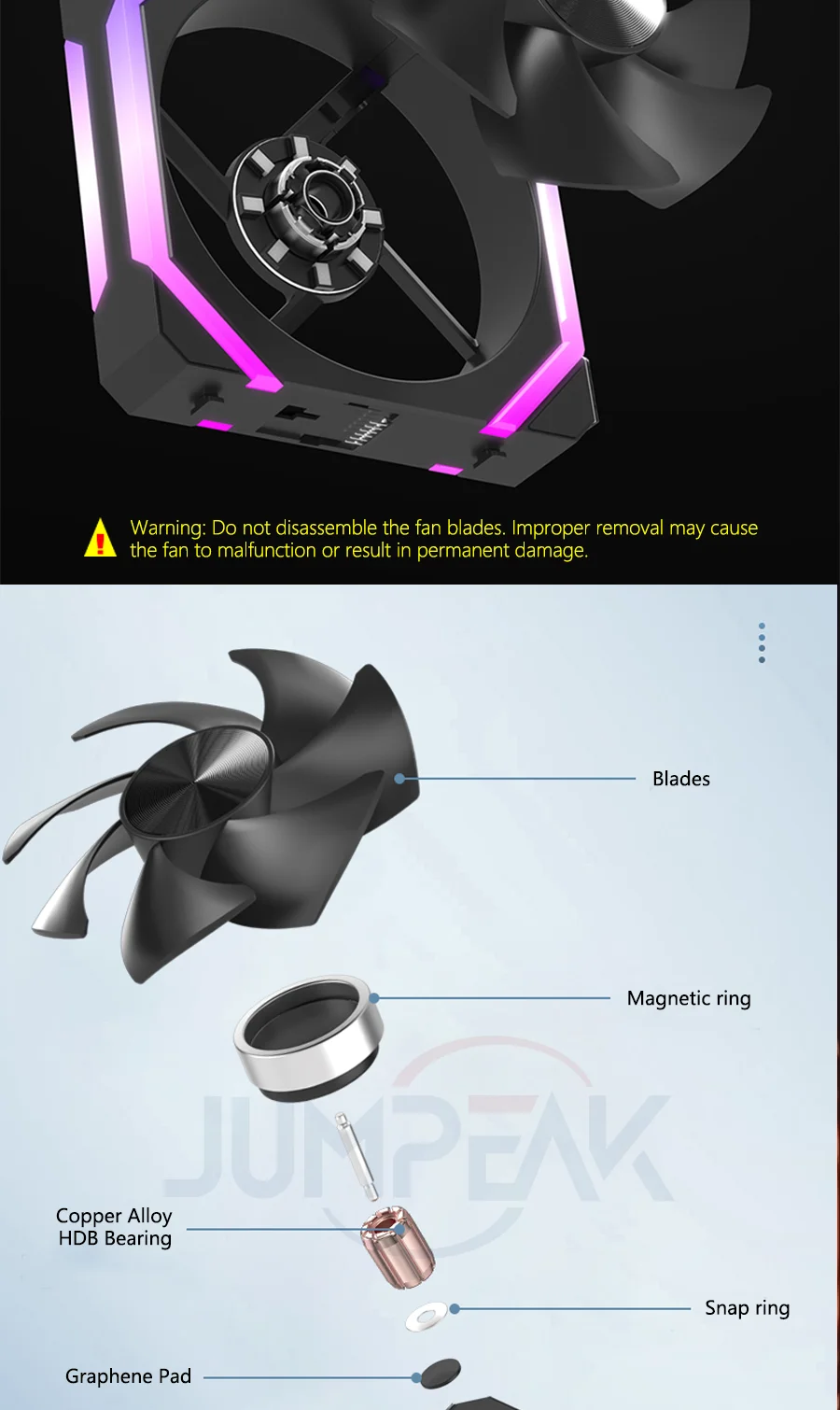 JUMPEAK CS120 ARGB Cooling Fan 360mm 240mm Modular Stackable Splicing PWM Silent 120mm RGB Fans For Gaming PC Case Water Cooler