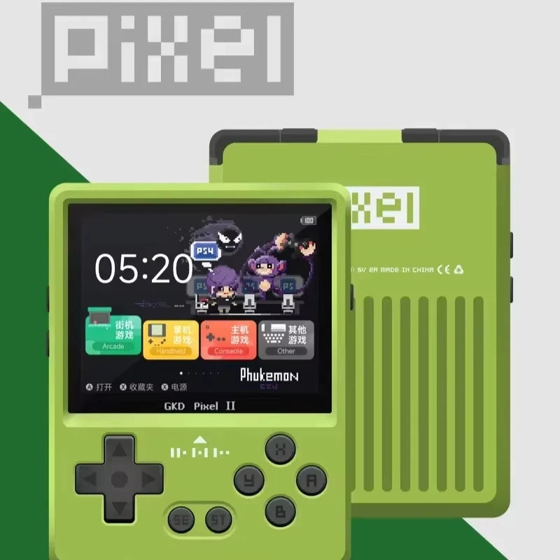 GKD Pixel2 Retro Handheld Game Console Portable Game Console 640x480Ips Rk3326s Metal CNC Body 2.4" IPS Screen Man Birthday Gift