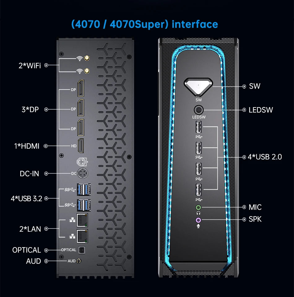 MSECORE  SL800 Intel Core I5 I7 I9 RTX4070 12G Liquid Cooling Desktop Gaming Computer Windows 11 MINI PC DDR5 NVMe SSD 8K BT5.3