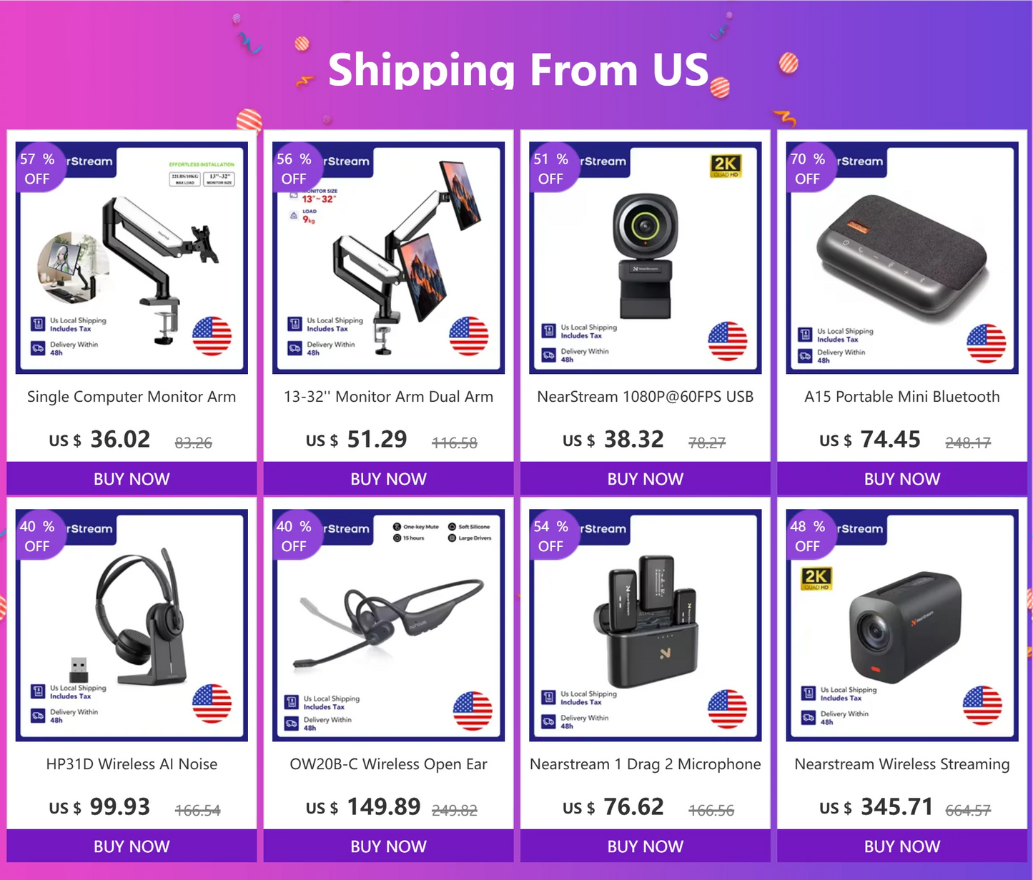 NearStream Professional pc Mic USB XLR Dynamic Microphone Boom Arm for Gaming Studio set Podcast Recording US Local Shipping