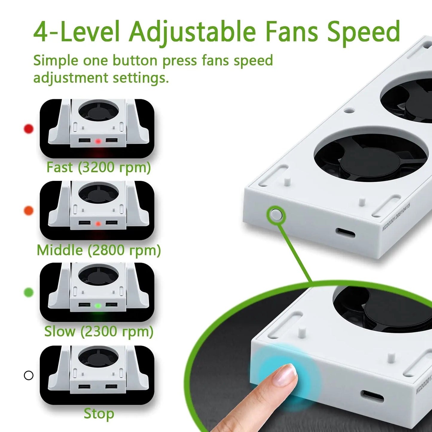 Vertical Stand with Cooling Fan for Xbox Series S, Romovable Cooler System with Extra 2 USB Ports for Xbox Series S Console