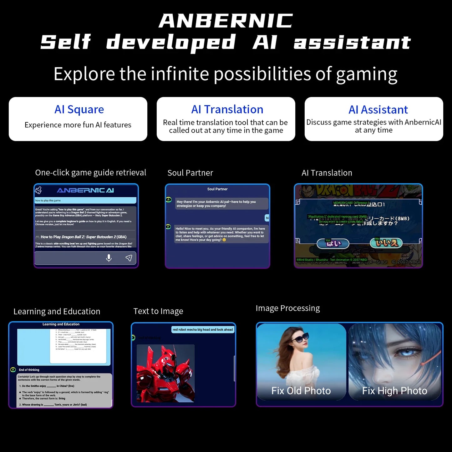 ANBERNIC RG Slide Video Game Consoles 4.7'' LTPS InCell 120Hz Touchscreen DP Output Unisoc Processor Android 13 AI-enabled Gifts