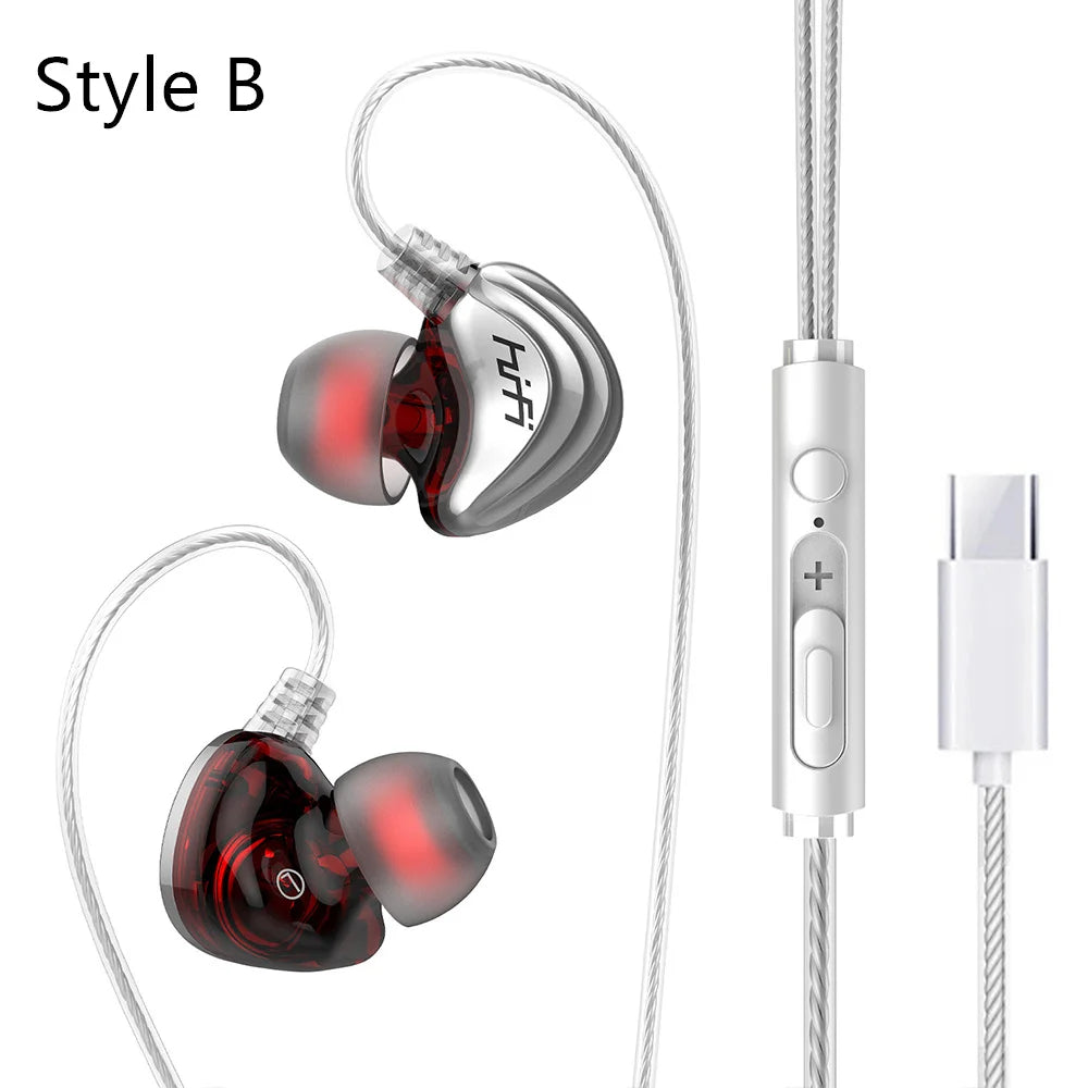 OLAF 3.5mm Type C Earphone Handsfree Headphones Wired With Mic Earbuds Bass Stereo Hifi Headset Gaming For Samsung Xiaomi Tablet
