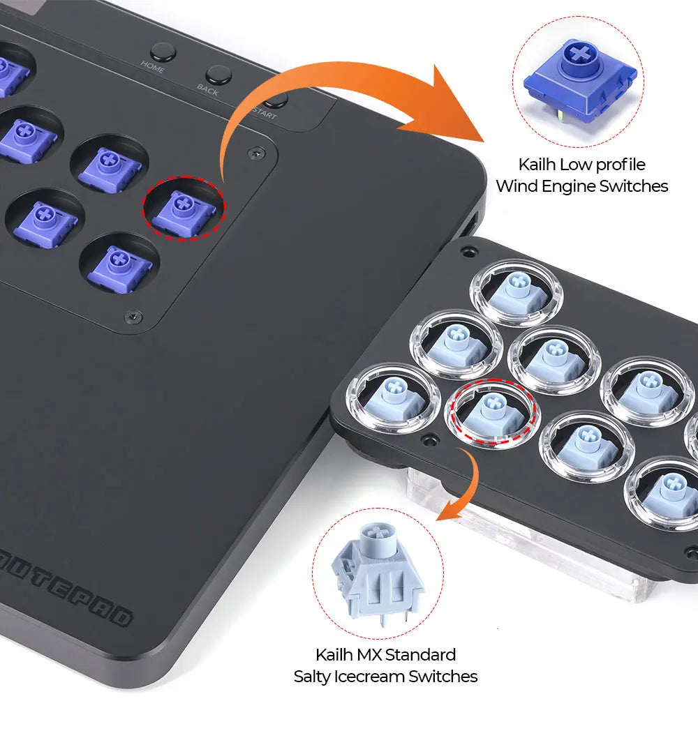 Haute42-COSMOX X Series Leverless Controller Replaceable Module Joystick Keyboard Arcade For PC/ Ps4 / Ps5 Switch Steam Hitbox