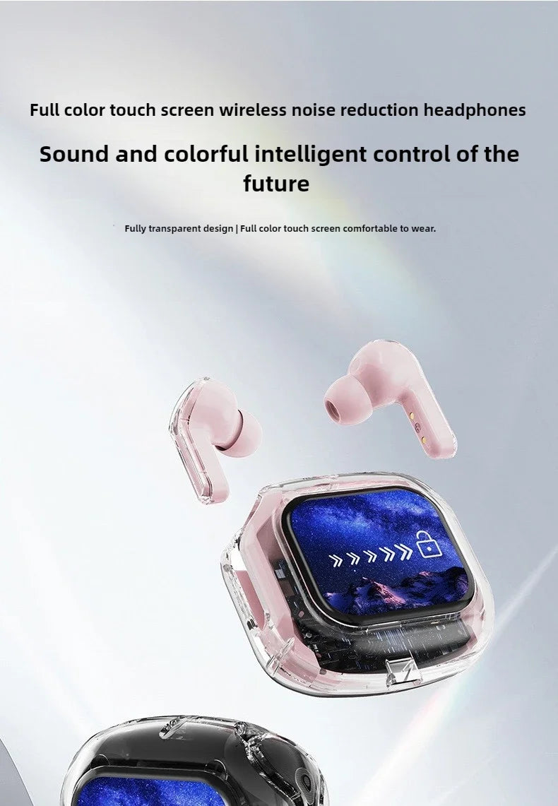 Wireless Bluetooth-compatible Earphones Intelligent Touch Color LCD Screen TWS Earbuds HIFI Noise Reduction Stereo Earphones