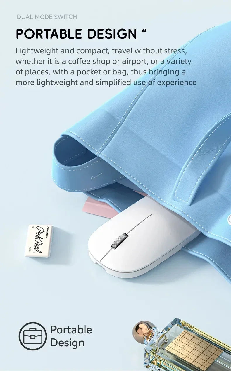 2025 NEW Bluetooth Wireless Mute Mouse Dual Mode Dpi Adjustable 2.4g Type C Rechargeable Ergonomic Portable Office Mouse