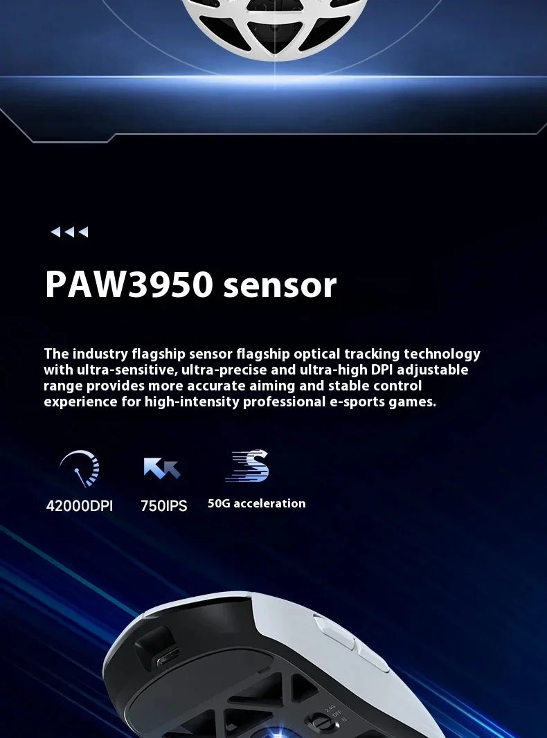 Mchose  Ax5 V2 8kHZ Magnesium Alloy Wireless High Performance Mouse PAW3950 Sensor 30KDPI Macro Defines Lightweight Gaming Mouse