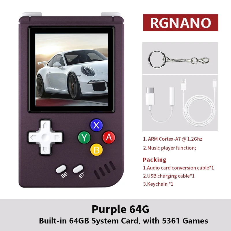 ANBERNIC RG Nano Pocket Retro Handheld Game Console Metal Shell 1.54" IPS Screen Linux 1050mAh Classic Game Player Hi-fi Speaker