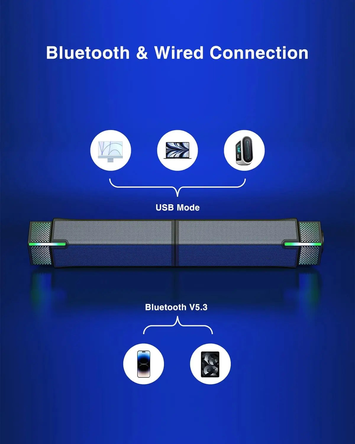 Jeecoo M20 Bluetooth Computer Speakers for PC Desktop Monitor, Wired USB-Powered,Combine/Separate to Customize Your Desk