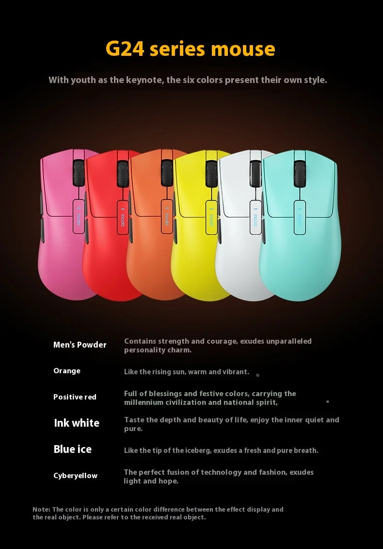 New Original Incott G24 Pro Wireless Mouse Dual Mode 8k Paw3950 Sensor Fast Charge Wireless Gaming Mouse Custom  Mice Pc Gamer G