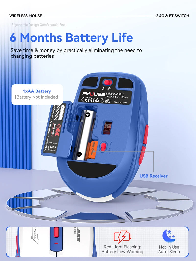 Xiaomi M303L Bluetooth Wireless Mouse 2.4G Dual Mode 1600 DPI Silent Tablet Notebook PC Office Portable Mouse For Android ios