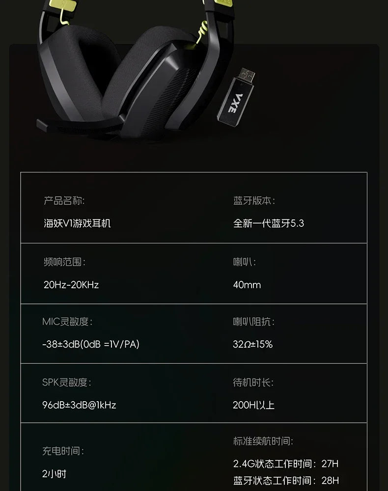 VGN VXE Siren V1 Bluetooth Headset Lightweight 2.4g Dual-mode Headphone with Microphone Computer Gaming Headset PC Accessories