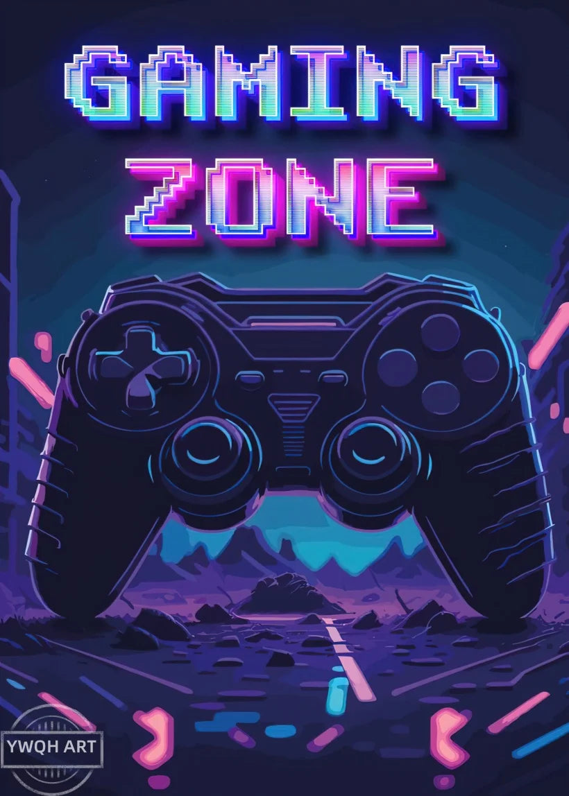 Neon Eat Sleep Game Repeat Word Poster Gamer Logic Canvas Painting Wall Art Home Decor Gaming Zone Picture Boys Gamer Room Gift