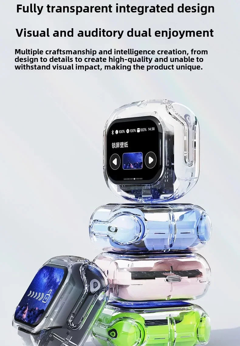 Wireless Bluetooth-compatible Earphones Intelligent Touch Color LCD Screen TWS Earbuds HIFI Noise Reduction Stereo Earphones
