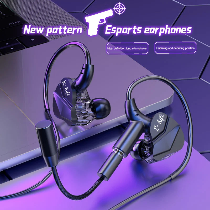 Gamer Gaming Headphones with HD Microphone 3.5mm&TypeC In-ear Headphones Wired Earphone HiFi Stereo Headset for IPhone Samsung