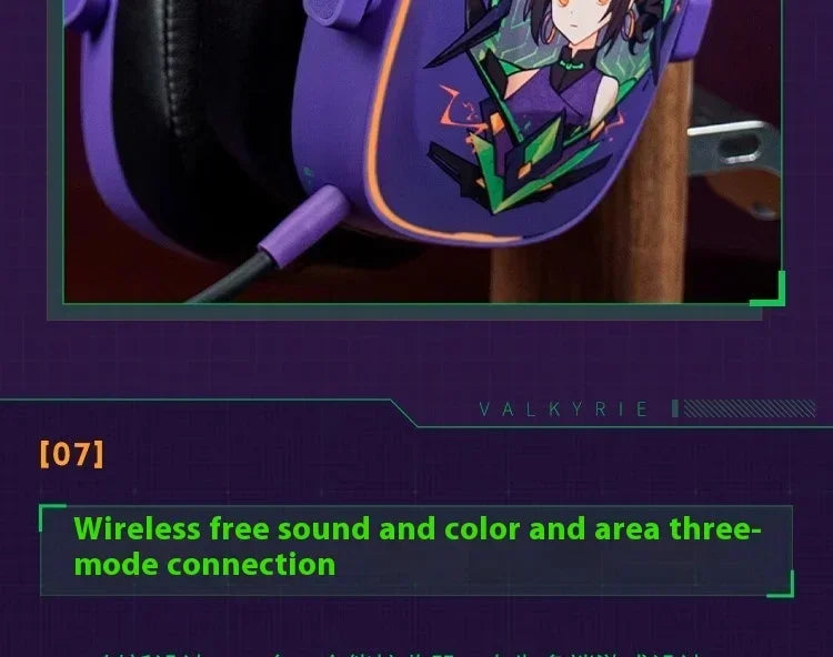VALKYRIE  VK S1 Gaming Headphones 3-Mode Wireless Bluetooth HiFi 50mm Large Dynamic Low Latency Esports Chip Custom Earphones