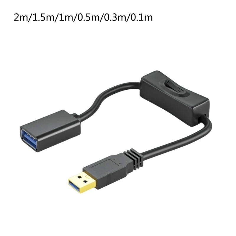 USB3.0 Extension Cable Data Transfer& Charging Cord with Switch USB Male to Female Extender Cord for Laptop PC USB Fan LED Lamp