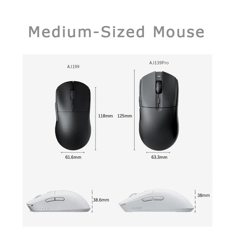 AJAZZ AJ139Pro/AJ139V2MC Wireless Mouse PMW3395/PAW3311 Gaming Chipset 12000-26000dpi Professional Gaming Mouse for PC