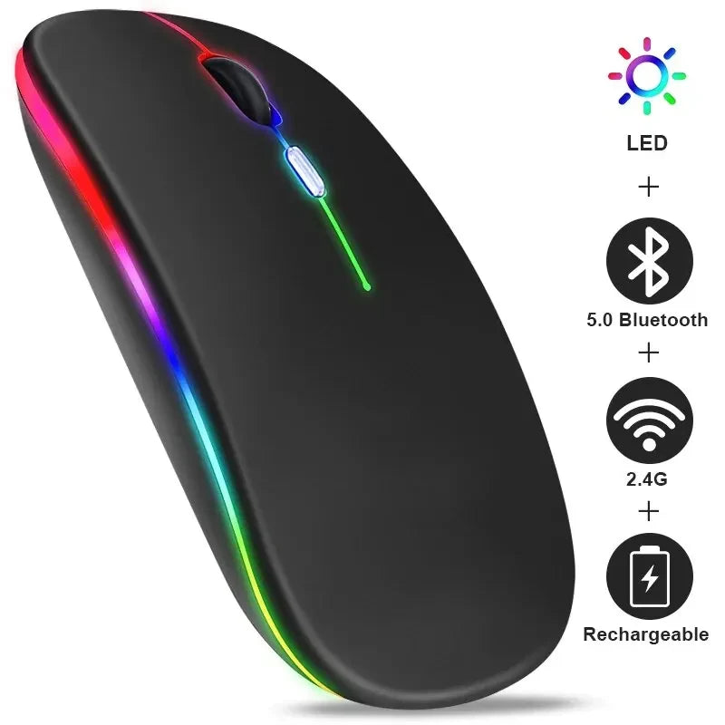 Wireless Mouse RGB Rechargeable Bluetooth Mice Wireless Computer LED Backlit Ergonomic Gaming Mouse for Laptop PC 3600DPI