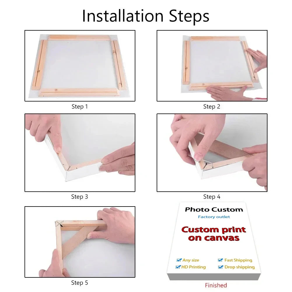 YWDECOR Custom Painting Canvas HD Print Customized Your Picture Personalized Wall Art Poster Photos for Living Room Home Decor