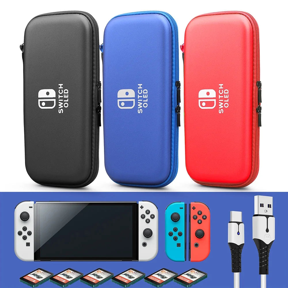 For Nintendo Switch Oled Case storage bag Pack Game Accessories Kit Hard Shell Travel Storage Bag JoyCon Protective Cover Grip