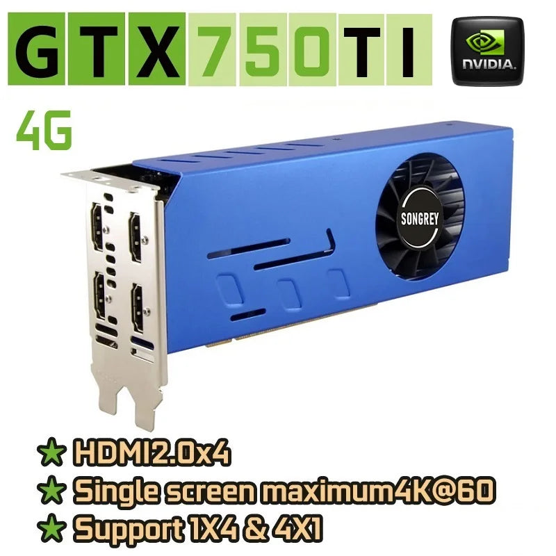 SONGREY GTX1660S 1050 1050Ti 750 750Ti Multi-monitors Graphics Card,2/4/6GB 4HDMI GDDR5 4K Video Card Screen Splicing