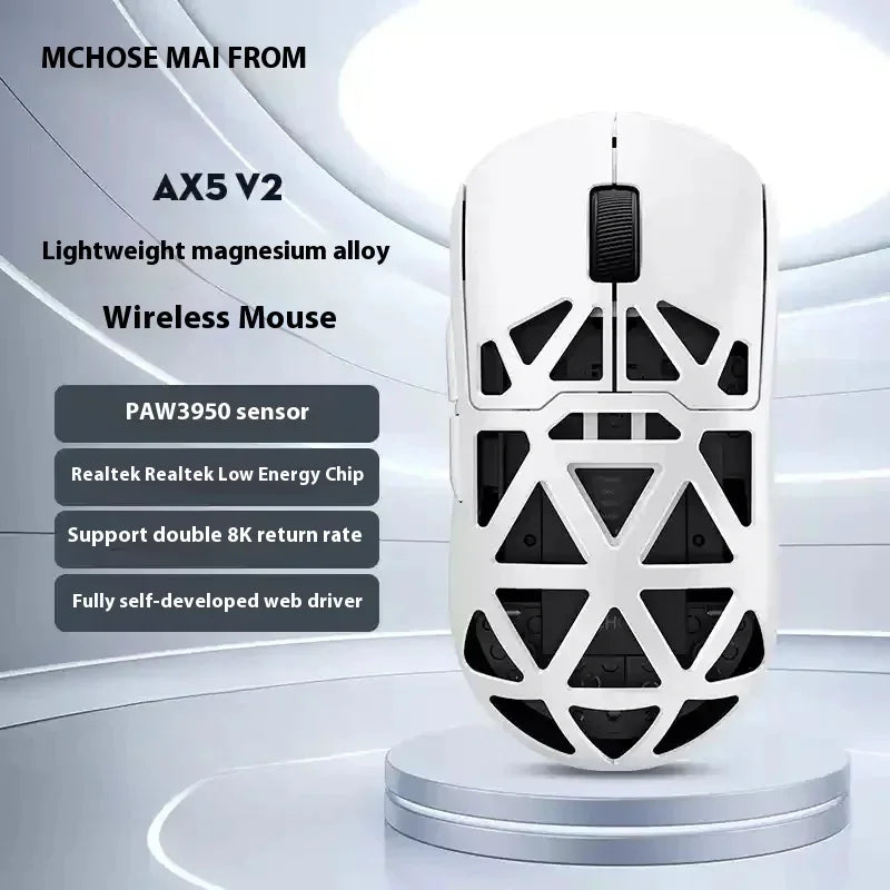 Mchose  Ax5 V2 8kHZ Magnesium Alloy Wireless High Performance Mouse PAW3950 Sensor 30KDPI Macro Defines Lightweight Gaming Mouse