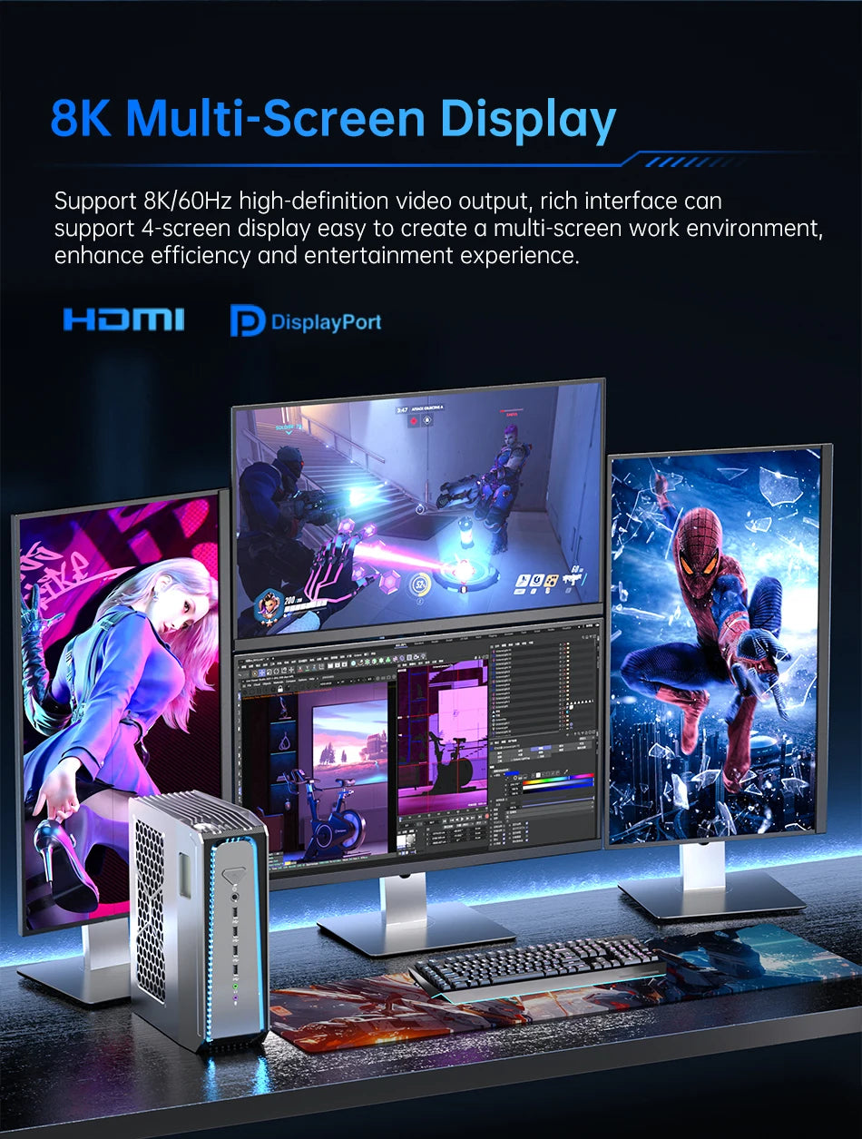 MSECORE  SL800 Intel Core I5 I7 I9 RTX4070 12G Liquid Cooling Desktop Gaming Computer Windows 11 MINI PC DDR5 NVMe SSD 8K BT5.3