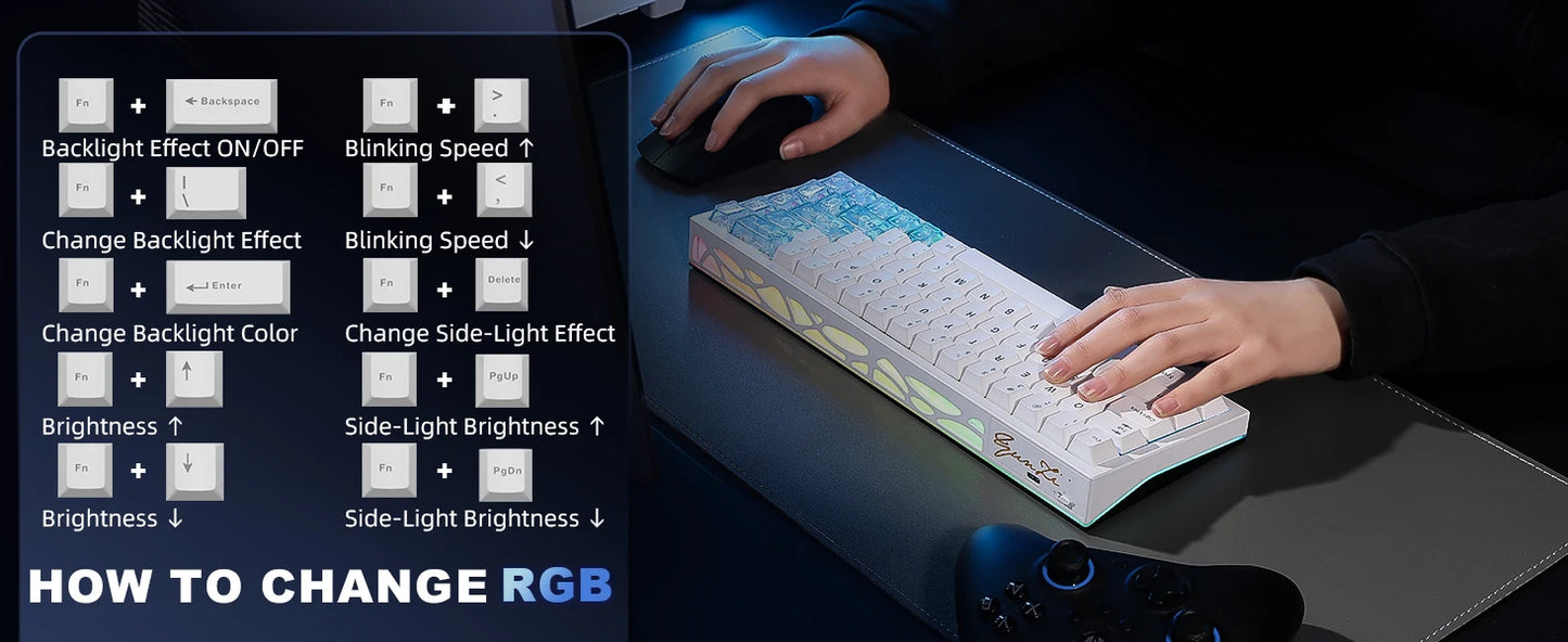 YUNZII AL65 QMK/VIA Aluminum Mechanical Keyboard, Custom RGB Wireless Gaming Keyboard, Hollow Design Gasket Hot Swap Keyboard