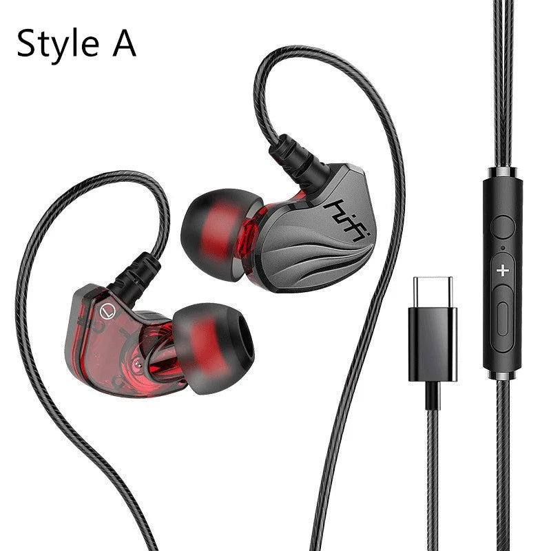 OLAF 3.5mm Type C Earphone Handsfree Headphones Wired With Mic Earbuds Bass Stereo Hifi Headset Gaming For Samsung Xiaomi Tablet
