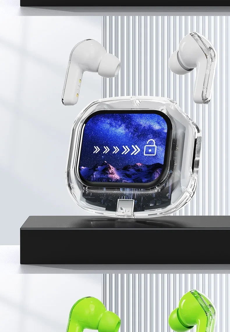 Wireless Bluetooth-compatible Earphones Intelligent Touch Color LCD Screen TWS Earbuds HIFI Noise Reduction Stereo Earphones