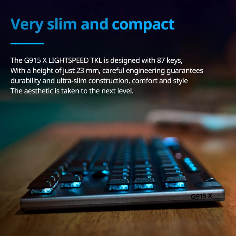 Logitech G915X TKL wireless ultra-thin electronic sports gaming mechanical keyboard, 1.3mm trigger key travel, RGB lighting, PBT