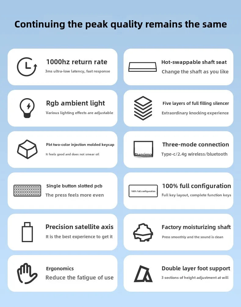 AULA F108/PRO Gaming Keyboard Mechanical RGB Hot Swappable Wireless 2.4G Polling Rate 100% Layout Hifi Switch Custom Accessories