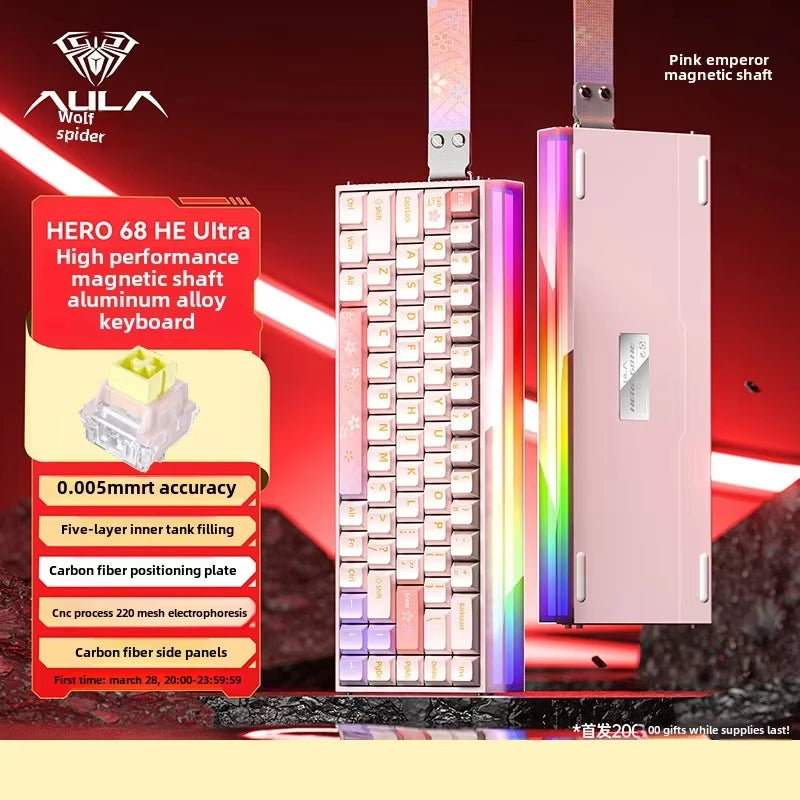New AULA HERO 68HE/ULTRA INSTOCK Magnetic Switch Gaming Keyboard&Mouse E-sport Custom Mechanical Wired Keyboard Accessories
