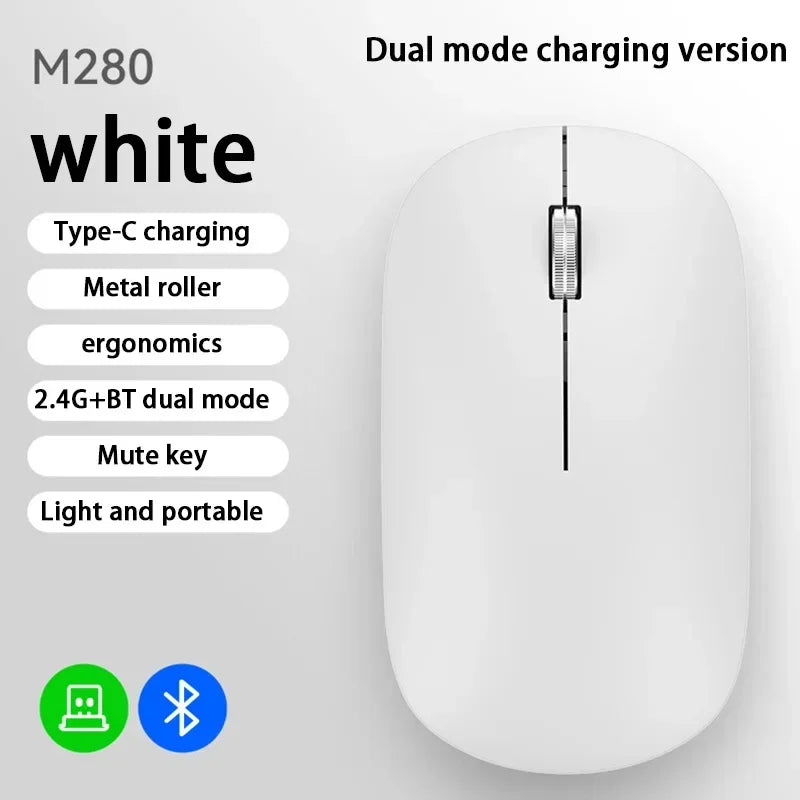 2025 NEW Bluetooth Wireless Mute Mouse Dual Mode Dpi Adjustable 2.4g Type C Rechargeable Ergonomic Portable Office Mouse